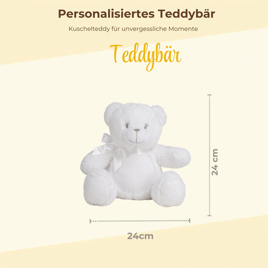 Personalisiertes Kuscheltier Teddybär mit Wunschtext – Rosa – Geschenk zur Geburt, Babyparty & Taufe – EN71 Geprüftes Plüschtier ab 0 Monaten