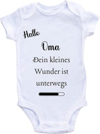 Baby Body – Schwangerschaftsverkündung Strampler – Mama, Papa, Oma & Opa- sprüchen – Kurzarm bio Baumwolle Unisex - Geschenk zur Geburt & Baby Ankündigung neugeborene Geschenk (50-56)