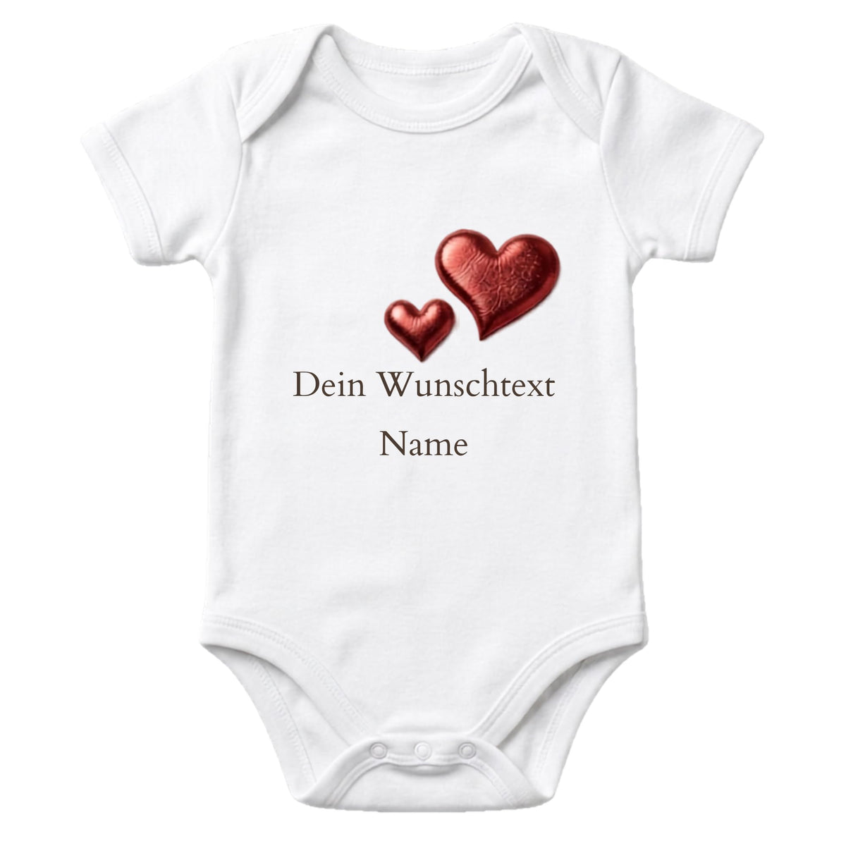 Baby body Strampler selbst gestalten personalisiert mit Namen – 3D Puff Herz aus Bio-Baumwolle –Geschenk zur Geburt, Babyshower & Taufe, Unisex