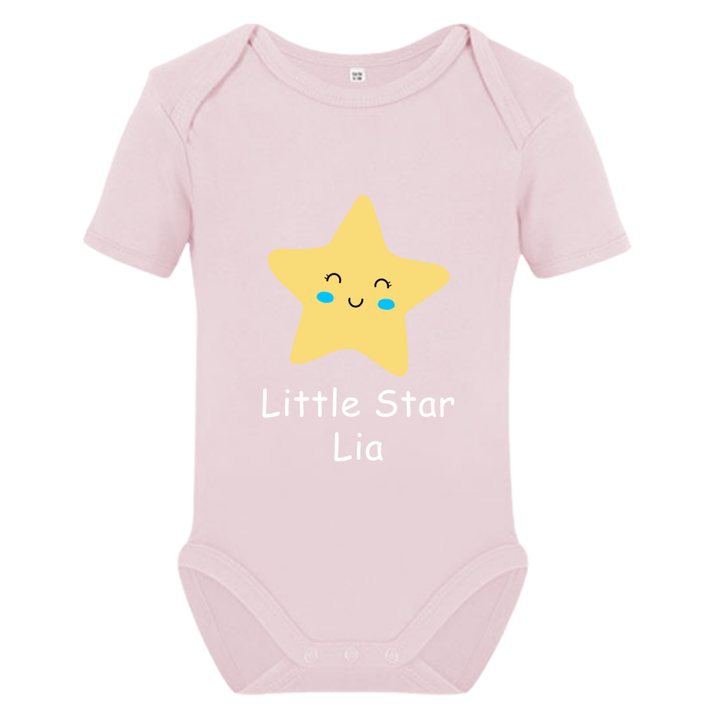Little Star Baby Body mit Wunschname – Bio Baumwolle