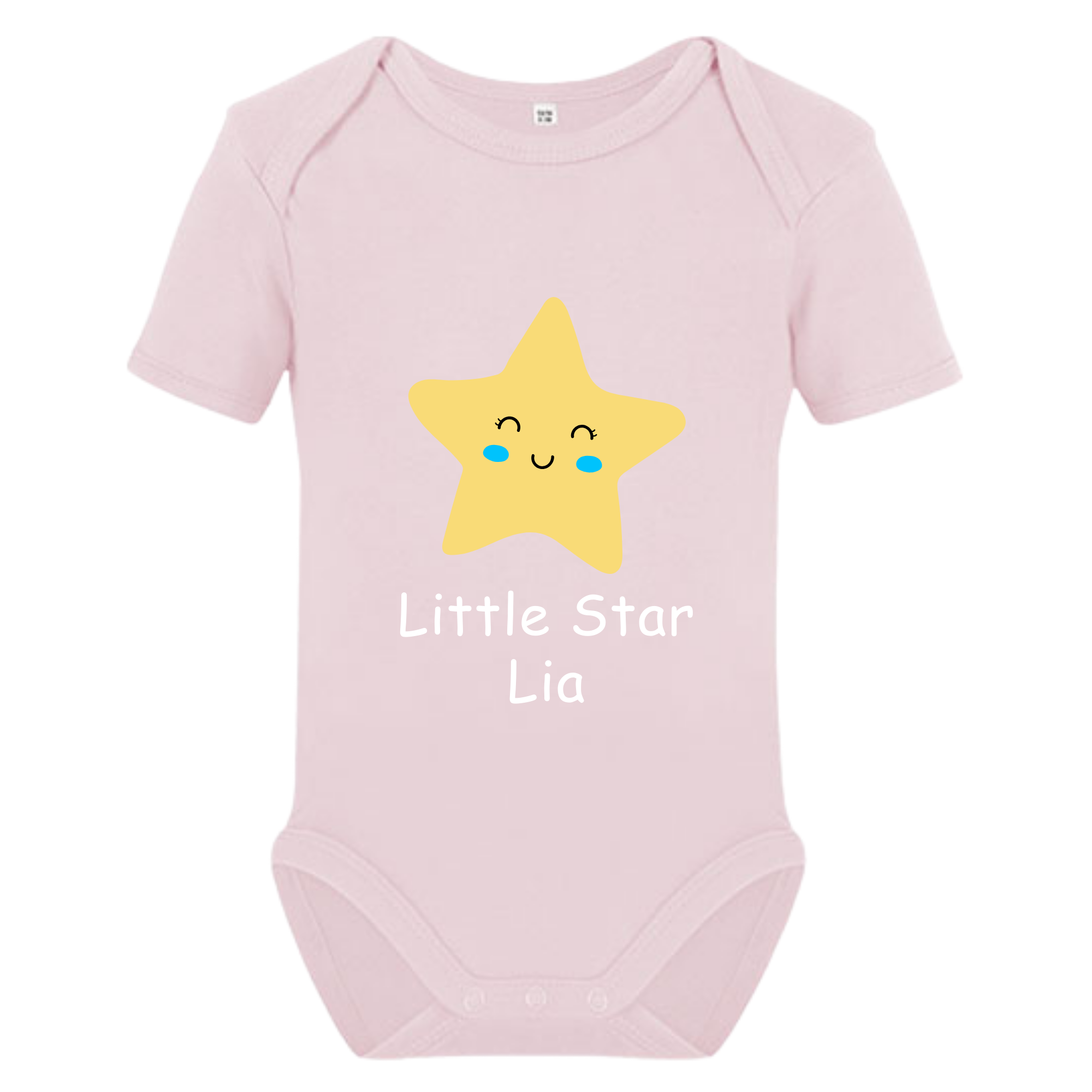 Little Star Baby Body mit Wunschname – Bio Baumwolle