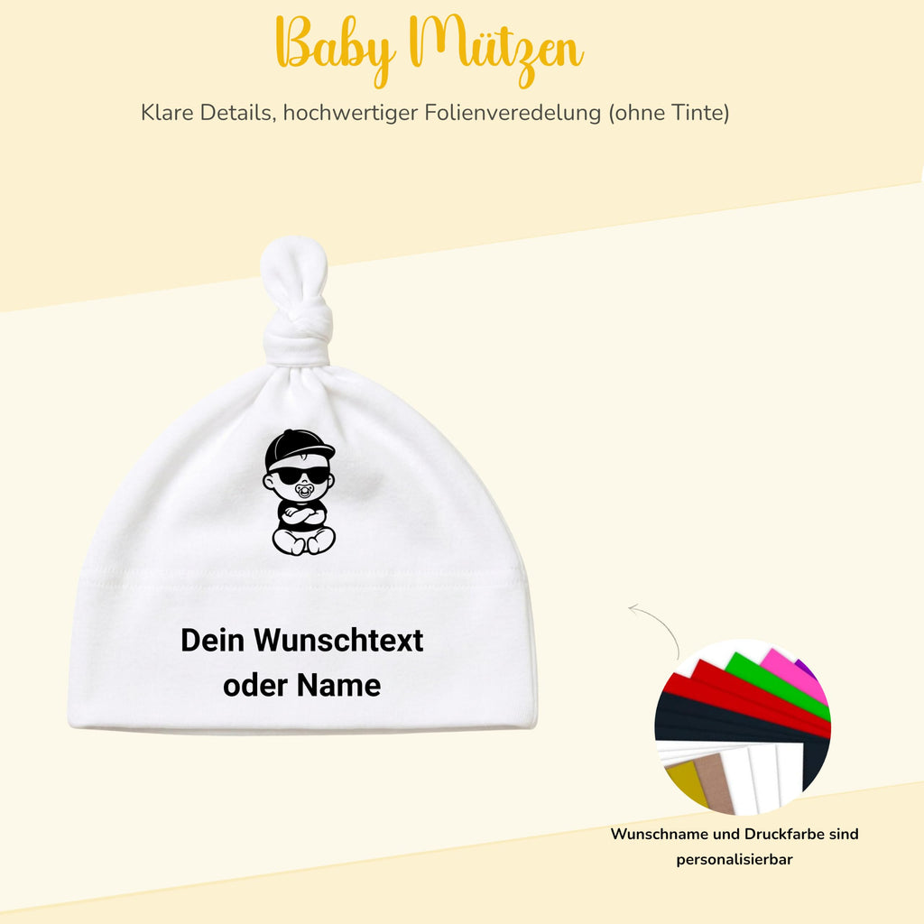Baby mütze mit Namen Personalisiert babymütze – Knotenmütze für Neugeborene (0–9 Monate / 19 cm) aus Bio-Baumwolle| Geschenk zur Geburt | Für Mädchen & Jungen