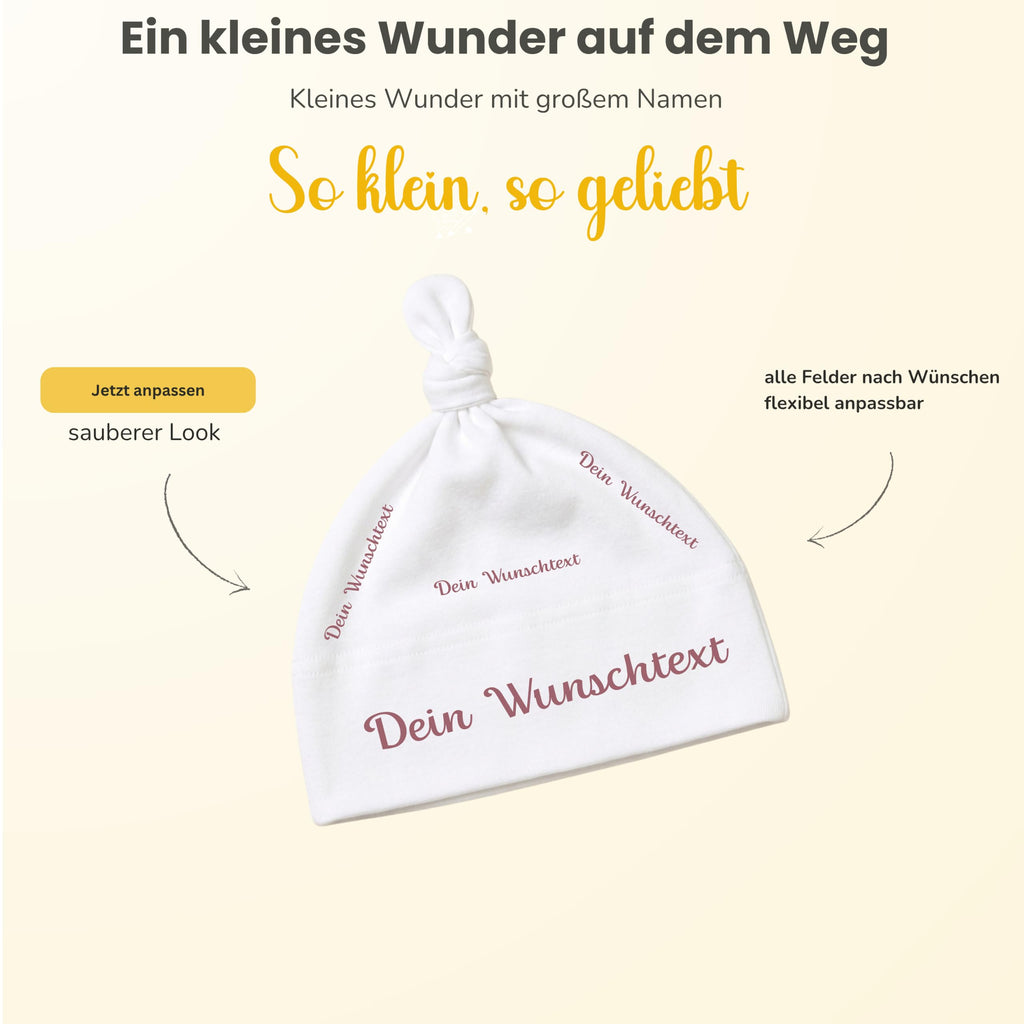 Baby mütze mit Namen Personalisiert babymütze – Knotenmütze für Neugeborene (0–9 Monate / 19 cm) aus Bio-Baumwolle| Geschenk zur Geburt | Für Mädchen & Jungen