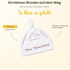 Baby mütze mit Namen Personalisiert babymütze – Knotenmütze für Neugeborene (0–9 Monate / 19 cm) aus Bio-Baumwolle| Geschenk zur Geburt | Für Mädchen & Jungen