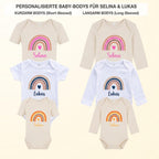 Baby Body personalisiert mit Name – Boho Regenbogen – Schwangerschaft& Baby Ankündigung–Geschenk zur Geburt,Folienveredelung ohne Tinte