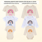 Baby Body personalisiert mit Name – Boho Regenbogen – Schwangerschaft& Baby Ankündigung–Geschenk zur Geburt,Folienveredelung ohne Tinte