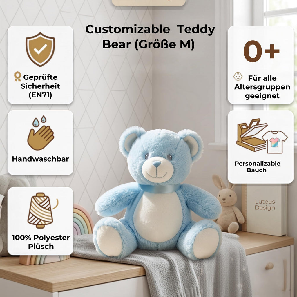 Personalisiertes Kuscheltier Teddybär mit Wunschtext – Rosa – Geschenk zur Geburt, Babyparty & Taufe – EN71 Geprüftes Plüschtier ab 0 Monaten