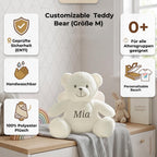 Personalisiertes Kuscheltier Teddybär mit Wunschtext – Rosa – Geschenk zur Geburt, Babyparty & Taufe – EN71 Geprüftes Plüschtier ab 0 Monaten