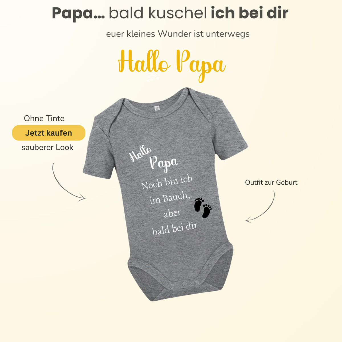 Baby Body – Schwangerschaftsverkündung Strampler – Mama, Papa, Oma & Opa- sprüchen – Kurzarm bio Baumwolle Unisex - Geschenk zur Geburt & Baby Ankündigung neugeborene Geschenk (50-56)