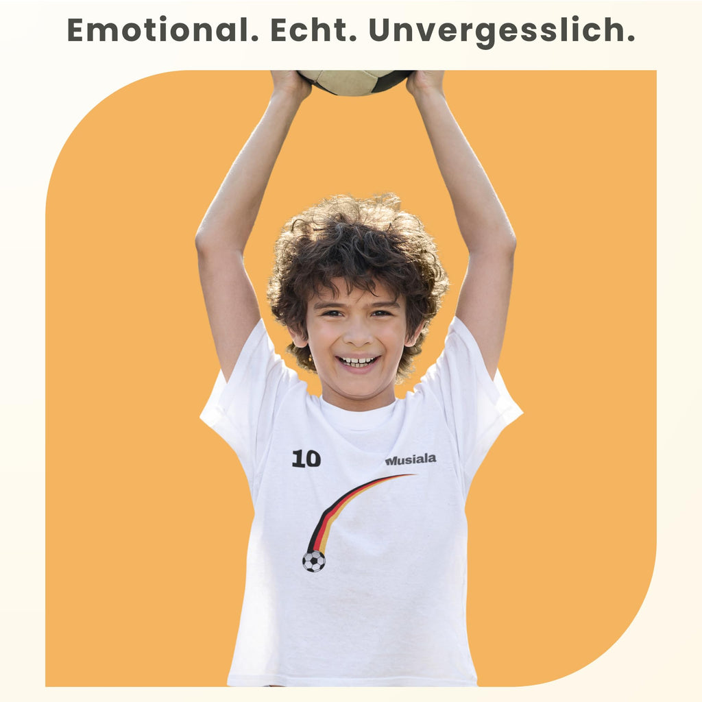 Personalisiertes Kinder Deutschland Fußball T-Shirt mit Name & Nummer – Fan Shirt Jungen MädchenFanTrikot – Folienveredelung