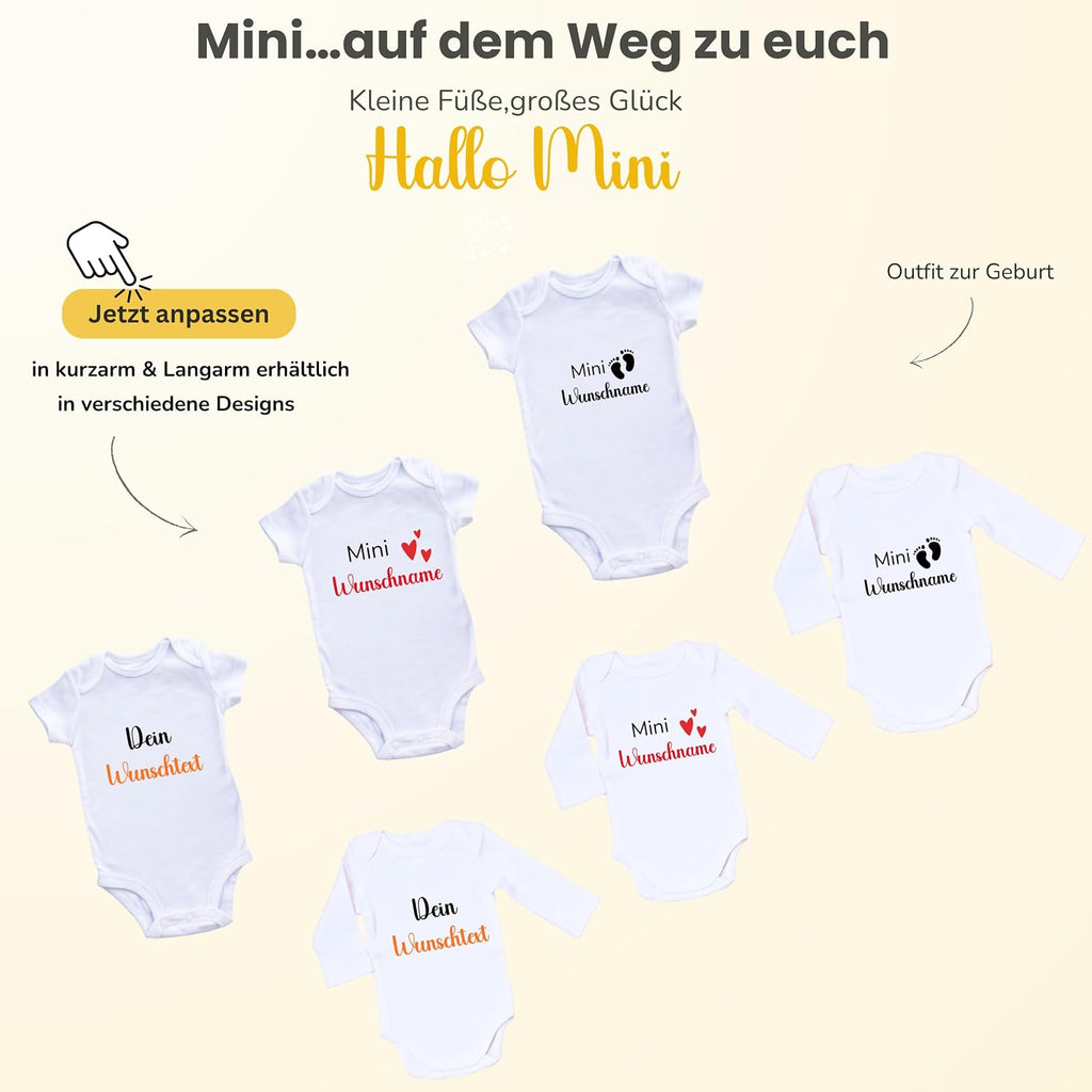 Personalisierter Baby Body mit Namen – Bio-Baumwolle Kurzarm Strampler für Jungen & Mädchen, Geschenk zur Geburt & Taufe, Unisex, kurzarm & langarm Weihnacht