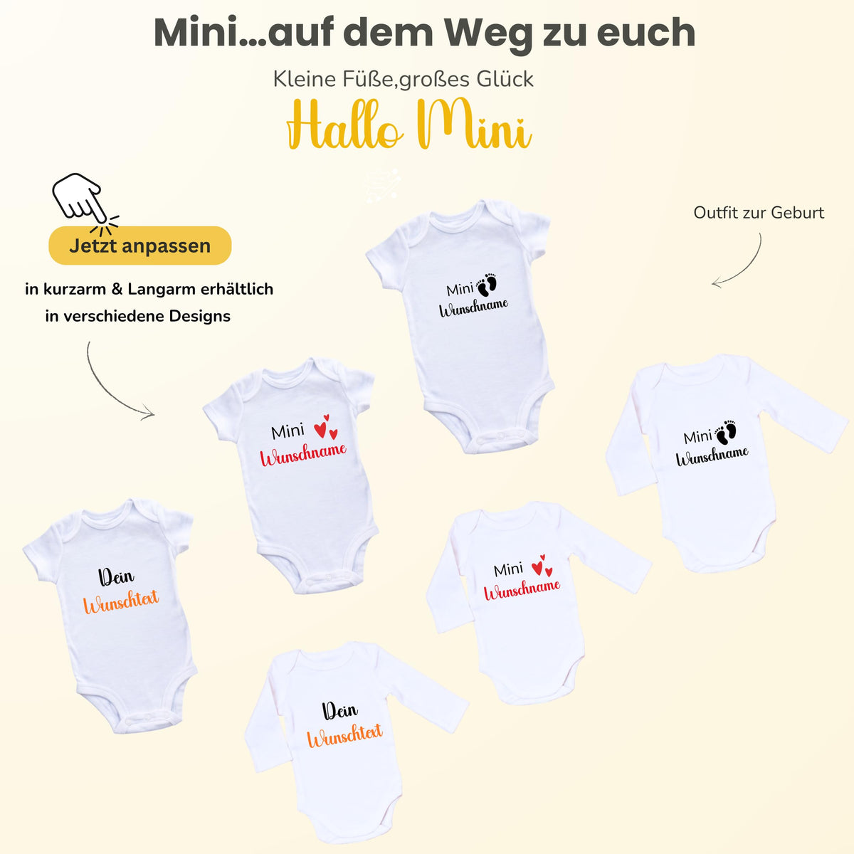 Personalisierter Baby Body mit Namen – Bio-Baumwolle Kurzarm Strampler für Jungen & Mädchen, Geschenk zur Geburt & Taufe, Unisex, kurzarm & langarm Weihnacht