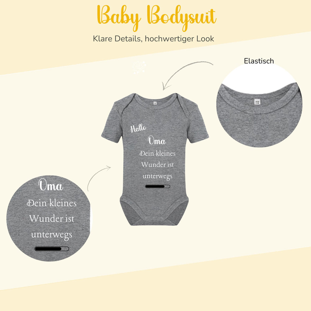 Baby Body – Schwangerschaftsverkündung Strampler – Mama, Papa, Oma & Opa- sprüchen – Kurzarm bio Baumwolle Unisex - Geschenk zur Geburt & Baby Ankündigung neugeborene Geschenk (50-56)