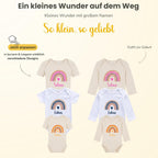 Baby Body personalisiert mit Name – Boho Regenbogen – Schwangerschaft& Baby Ankündigung–Geschenk zur Geburt,Folienveredelung ohne Tinte