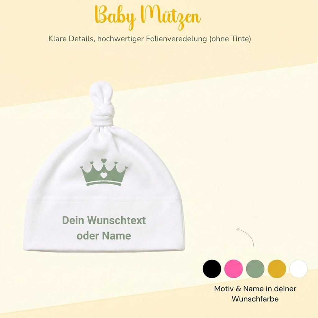 Baby mütze mit Namen Personalisiert babymütze – Knotenmütze für Neugeborene (0–9 Monate / 19 cm) aus Bio-Baumwolle| Geschenk zur Geburt | Für Mädchen & Jungen