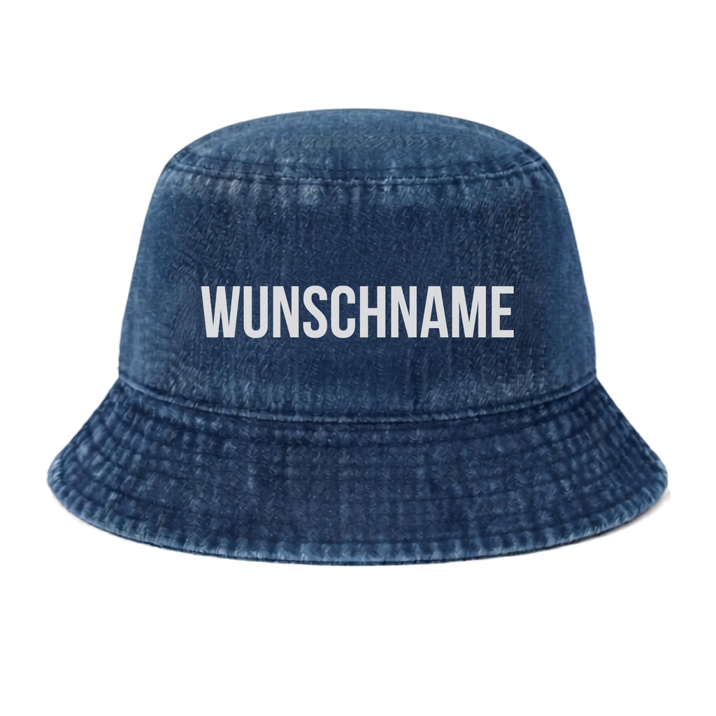 Baby Sonnenhut Personalisiert mit Wunschname- UPF 50+– 100% Bio-Baumwolle Denim Fischerhut, Atmungsaktiv (48-50 cm) Jeans-Fischerhut