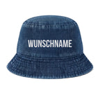 Baby Sonnenhut Personalisiert mit Wunschname- UPF 50+– 100% Bio-Baumwolle Denim Fischerhut, Atmungsaktiv (48-50 cm) Jeans-Fischerhut