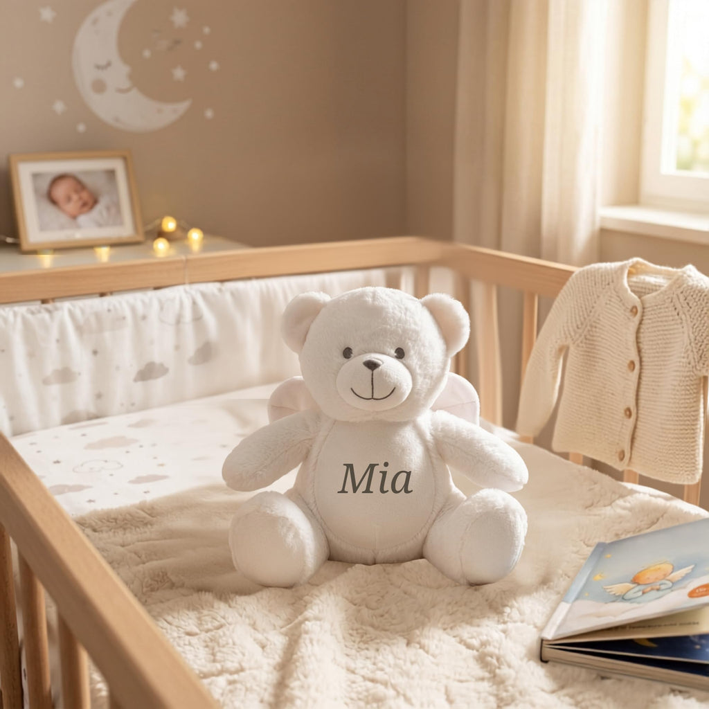 Personalisiertes Kuscheltier Teddybär mit Wunschtext – Rosa – Geschenk zur Geburt, Babyparty & Taufe – EN71 Geprüftes Plüschtier ab 0 Monaten