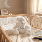 Personalisiertes Kuscheltier Teddybär mit Wunschtext – Rosa – Geschenk zur Geburt, Babyparty & Taufe – EN71 Geprüftes Plüschtier ab 0 Monaten