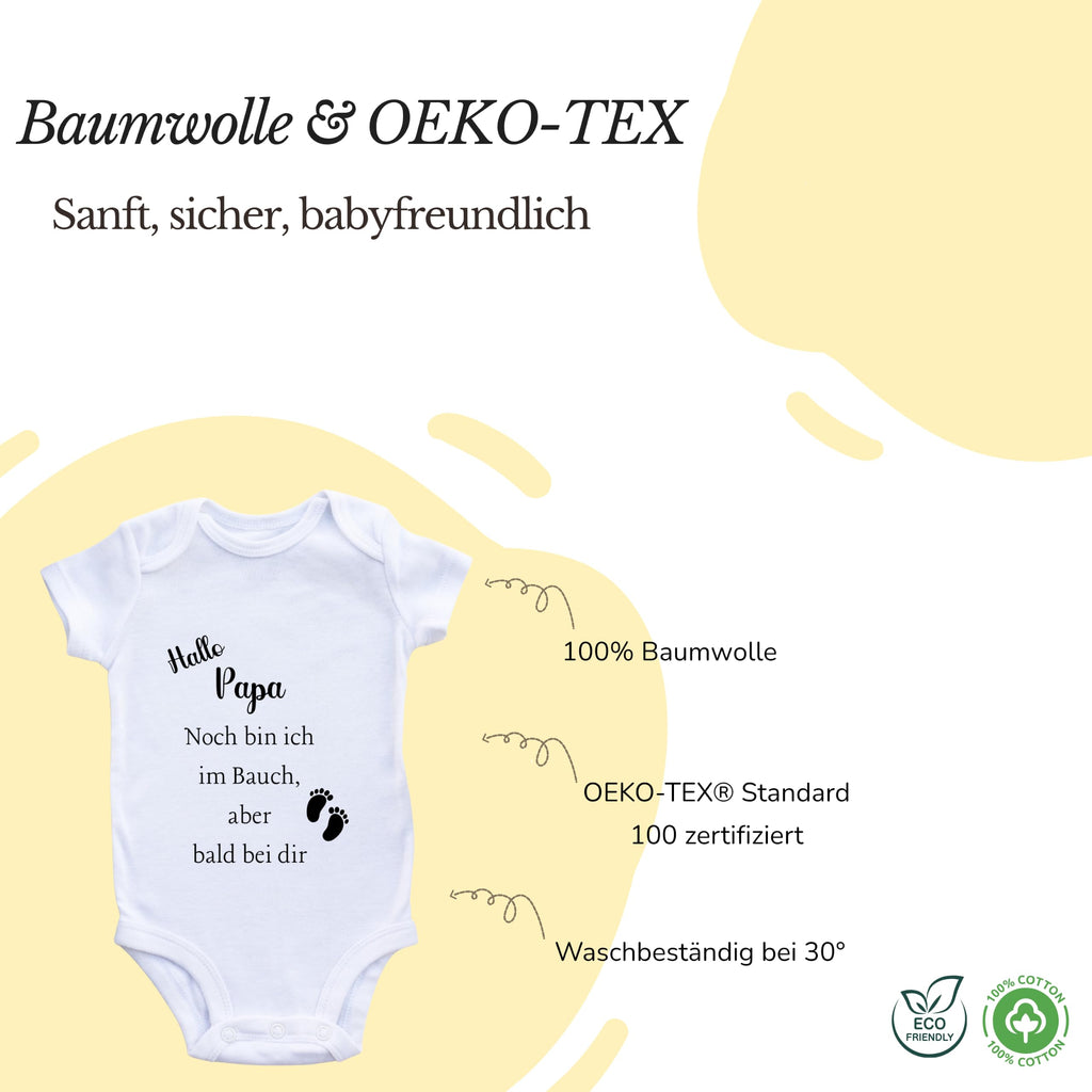 Baby Body – Schwangerschaftsverkündung Strampler – Mama, Papa, Oma & Opa- sprüchen – Kurzarm bio Baumwolle Unisex - Geschenk zur Geburt & Baby Ankündigung neugeborene Geschenk (50-56)
