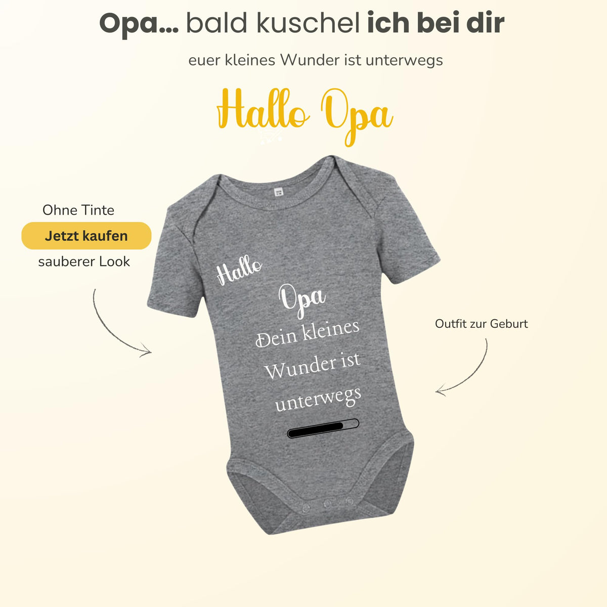 Baby Body – Schwangerschaftsverkündung Strampler – Mama, Papa, Oma & Opa- sprüchen – Kurzarm bio Baumwolle Unisex - Geschenk zur Geburt & Baby Ankündigung neugeborene Geschenk (50-56)