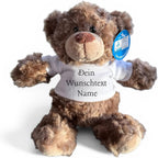 Personalisiertes Kuscheltier Teddybär mit bedrucktem Mini-T-Shirt – Eigenes Foto (nur weißes Shirt) oder Wunschtext – TÜV & EN 71 geprüft, Geschenk Geburt & Taufe (Weiß, S (ca. 18/26 cm))