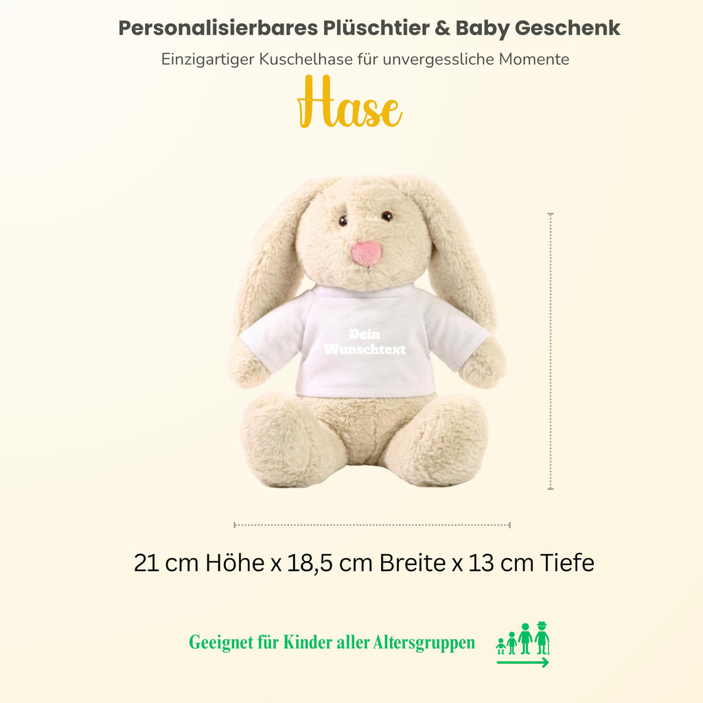 Personalisiertes Kuscheltier Hase Creme, French Navy