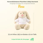 Personalisiertes Kuscheltier Hase Creme, French Navy