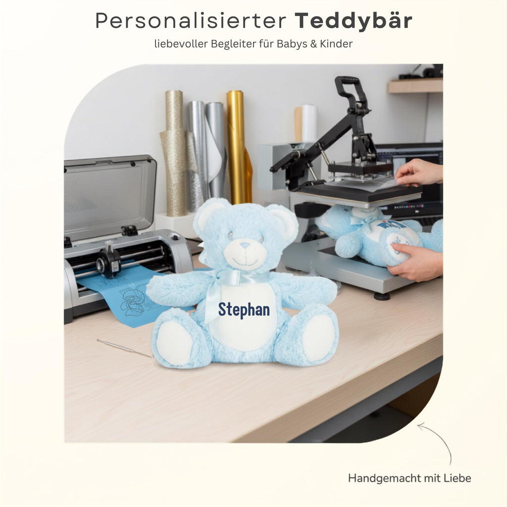 Personalisiertes Kuscheltier Teddybär mit Wunschtext – Rosa – Geschenk zur Geburt, Babyparty & Taufe – EN71 Geprüftes Plüschtier ab 0 Monaten