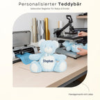 Personalisiertes Kuscheltier Teddybär mit Wunschtext – Rosa – Geschenk zur Geburt, Babyparty & Taufe – EN71 Geprüftes Plüschtier ab 0 Monaten
