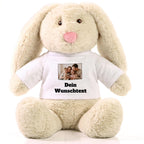 Personalisiertes Kuscheltier Hase Creme, French Navy