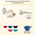 Personalisiertes Kuscheltier Hase Creme, French Navy