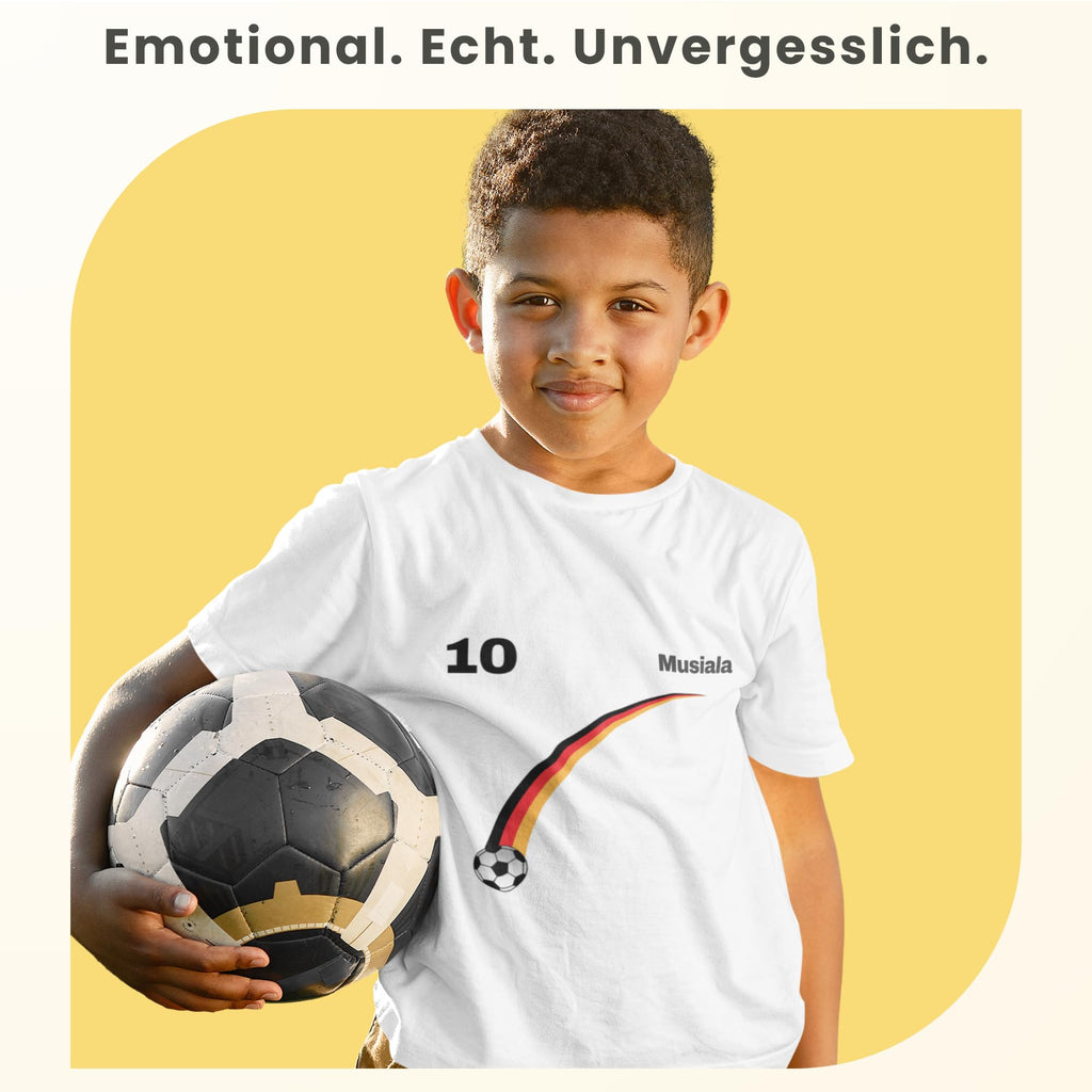 Personalisiertes Kinder Deutschland Fußball T-Shirt mit Name & Nummer – Fan Shirt Jungen MädchenFanTrikot – Folienveredelung
