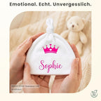 Baby mütze mit Namen Personalisiert babymütze – Knotenmütze für Neugeborene (0–9 Monate / 19 cm) aus Bio-Baumwolle| Geschenk zur Geburt | Für Mädchen & Jungen