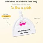 Baby mütze mit Namen Personalisiert babymütze – Knotenmütze für Neugeborene (0–9 Monate / 19 cm) aus Bio-Baumwolle| Geschenk zur Geburt | Für Mädchen & Jungen
