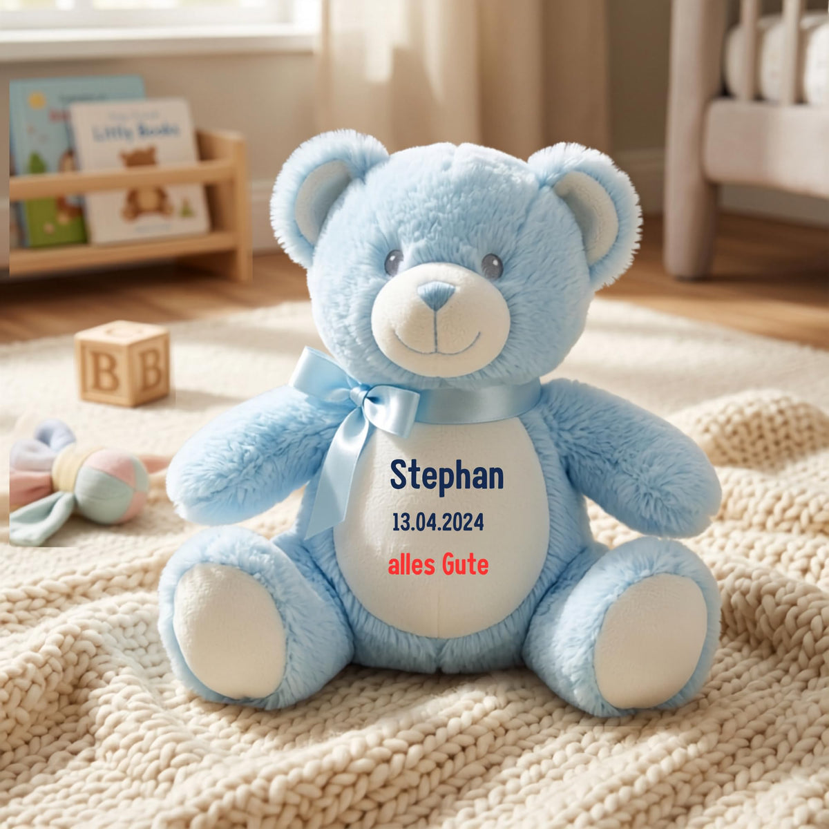 Personalisiertes Kuscheltier Teddybär mit Wunschtext – Rosa – Geschenk zur Geburt, Babyparty & Taufe – EN71 Geprüftes Plüschtier ab 0 Monaten