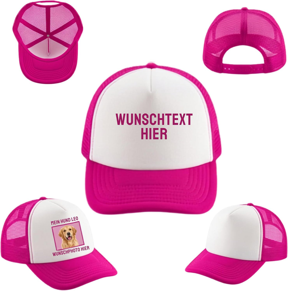 Personalisierte Kinder Trucker Cap mit Namen & Foto – Bedrucktes Cappy für Jungen & Mädchen – Kinder Snapback Netzmütze mit Wunschtext, Motiv oder Bild selbst gestalten
