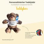 Personalisiertes Kuscheltier Teddybär mit bedrucktem Mini-T-Shirt – Eigenes Foto (nur weißes Shirt) oder Wunschtext – TÜV & EN 71 geprüft, Geschenk Geburt & Taufe (Weiß, S (ca. 18/26 cm))