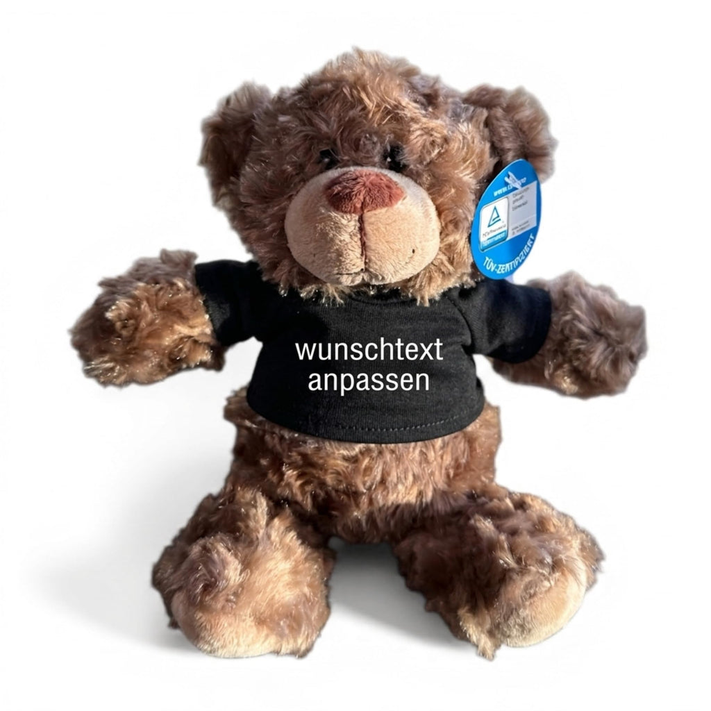 Personalisiertes Kuscheltier Teddybär mit bedrucktem Mini-T-Shirt – Eigenes Foto (nur weißes Shirt) oder Wunschtext – TÜV & EN 71 geprüft, Geschenk Geburt & Taufe (Weiß, S (ca. 18/26 cm))