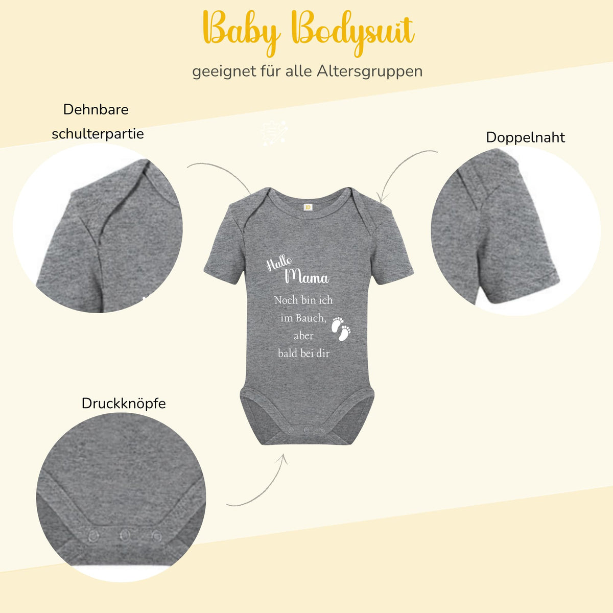 Baby Body – Schwangerschaftsverkündung Strampler – Mama, Papa, Oma & Opa- sprüchen – Kurzarm bio Baumwolle Unisex - Geschenk zur Geburt & Baby Ankündigung neugeborene Geschenk (50-56)