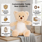 Personalisiertes Kuscheltier Teddybär mit Wunschtext – Rosa – Geschenk zur Geburt, Babyparty & Taufe – EN71 Geprüftes Plüschtier ab 0 Monaten