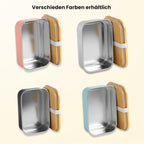 Personalisierte Brotdose Kinder mit Name & Motiv – 800ml Edelstahl Lunchbox mit Bambusdeckel (18x11x6,4 cm) – Auslaufsicher – Vesperdose Kindergarten & Schule (Hellrosa, Wunschtext/Bild)