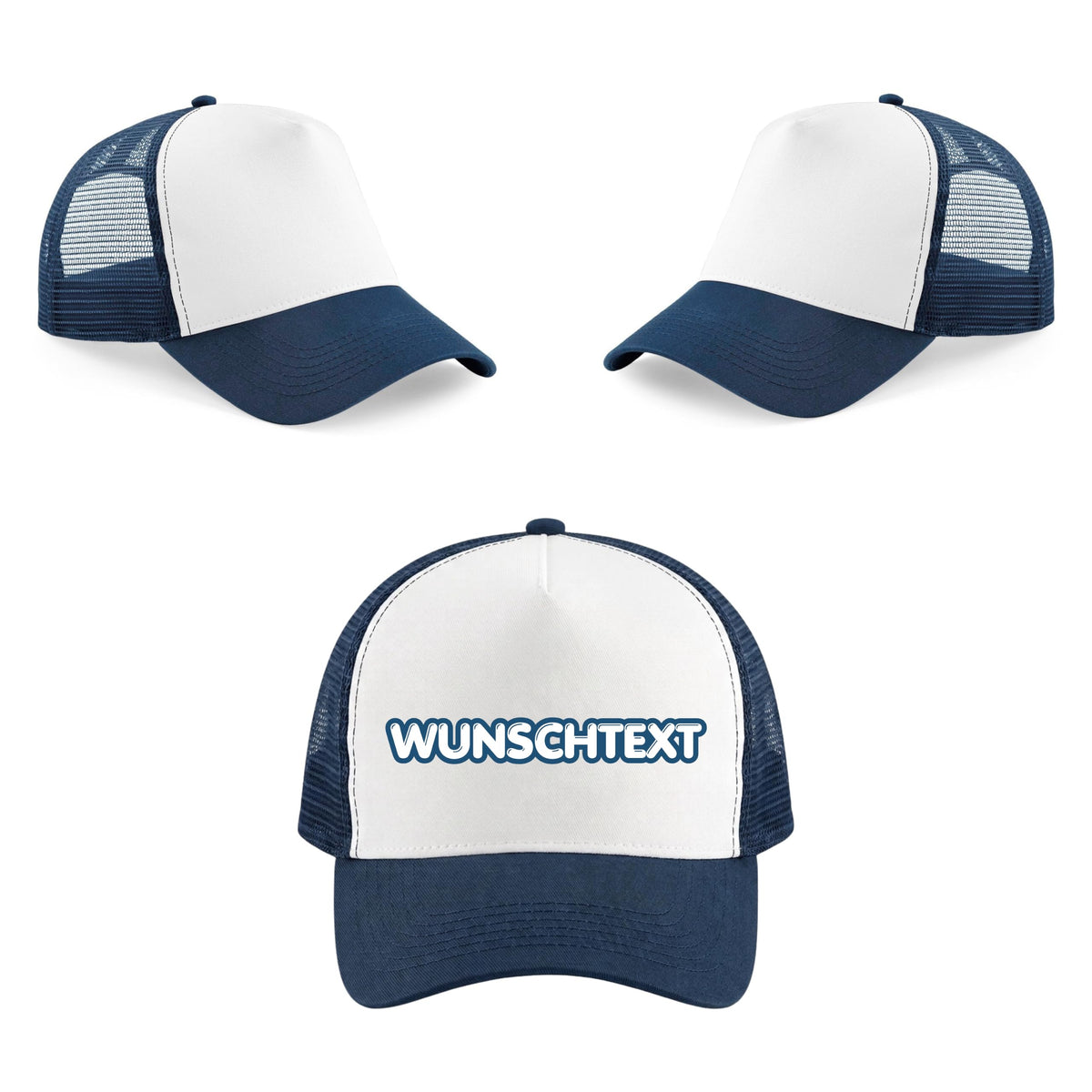 Personalisierte Kinder Trucker Cap mit Wunschname – 5-Panel Baumwoll-Mütze mit Netz & Retro Snapback (ca. 52–56 cm)