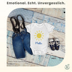 Personalisierter Baby Body mit Name Kurzarm – 100% Bio-Baumwolle OEKO-TEX – Boho Regenbogen Schwangerschaftsverkündung & Geschenk zur Geburt – Veredelt in Deutschland