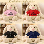 Personalisiertes Kuscheltier Hase Creme, French Navy