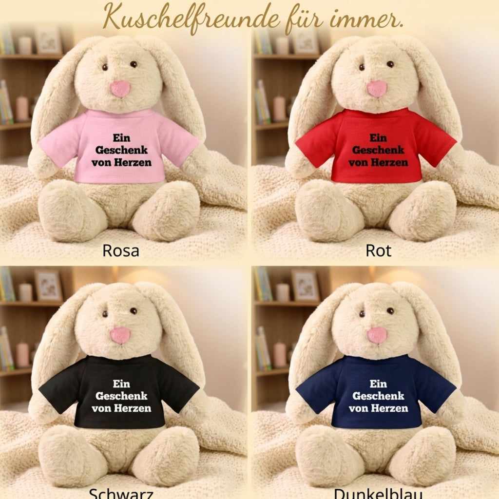 Personalisiertes Kuscheltier Hase Creme, French Navy