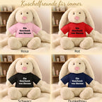 Personalisiertes Kuscheltier Hase Creme, French Navy