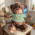 Personalisiertes Kuscheltier Teddybär mit bedrucktem Mini-T-Shirt – Eigenes Foto (nur weißes Shirt) oder Wunschtext – TÜV & EN 71 geprüft, Geschenk Geburt & Taufe (Weiß, S (ca. 18/26 cm))