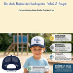 Personalisierte Kinder Trucker Cap mit Wunschname – 5-Panel Baumwoll-Mütze mit Netz & Retro Snapback (ca. 52–56 cm)
