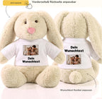 Personalisiertes Kuscheltier Hase Creme, French Navy